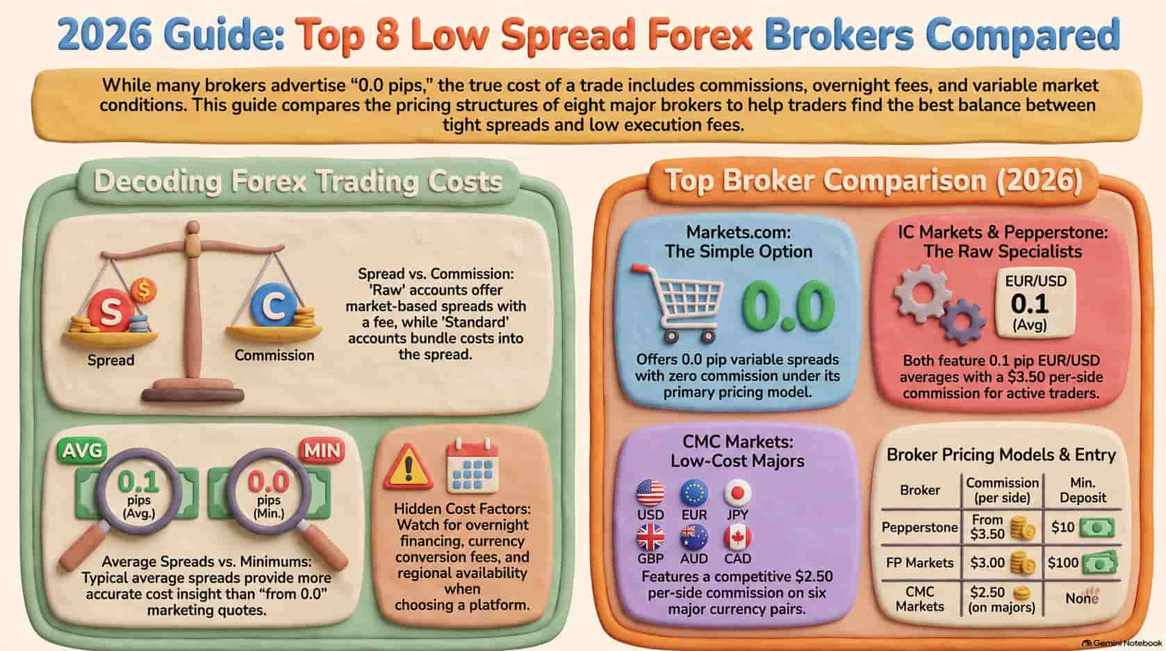 8 Best Low Spread Forex Brokers in 2026: Fees Compared