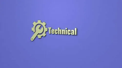 Gear and magnifying glass icon with the word Technical on a purple background